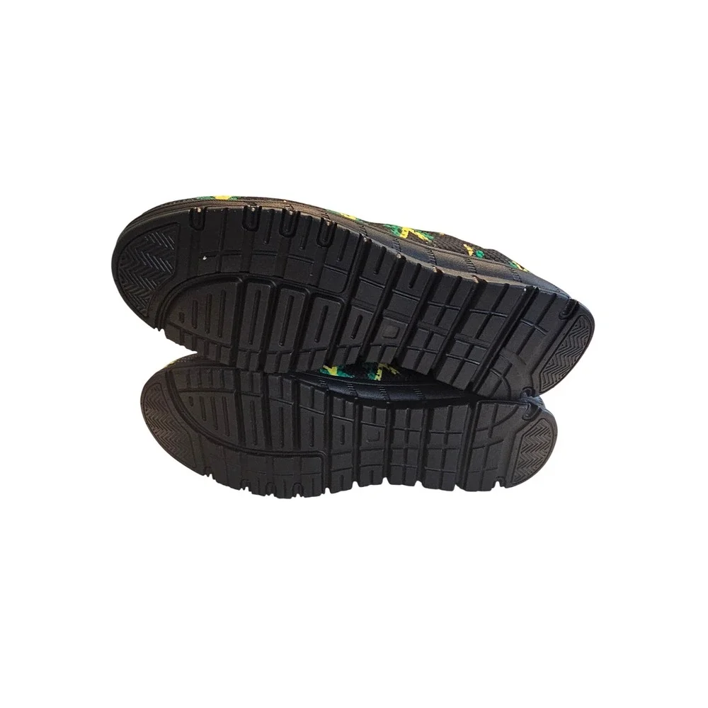 One Love Jamaica Flag Pattern Sneakers Black Green‎ Yellow EU 42 Low Top Shoes